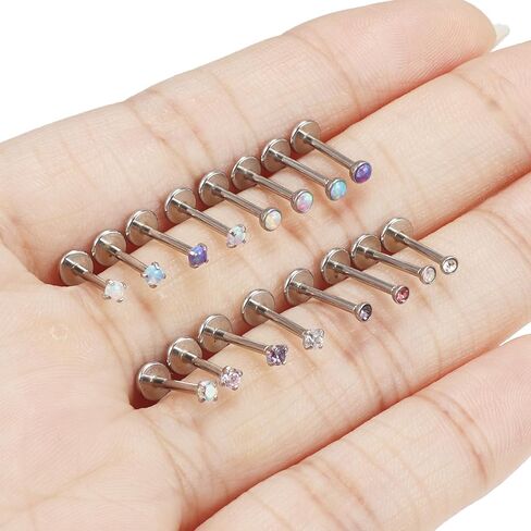 18G 20G Threadless Push in Nose Ring Studs Flat Back Earrings 316L Surgical Steel Tragus Helix Cartilage Earrings Medusa Labret Lip Piercing Jewelry For Women Men Opal CZ 1.5mm 2mm 2.5mm 3mm in Saudi Arabia