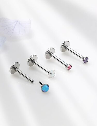 18G 20G Threadless Push in Nose Ring Studs Flat Back Earrings 316L Surgical Steel Tragus Helix Cartilage Earrings Medusa Labret Lip Piercing Jewelry For Women Men Opal CZ 1.5mm 2mm 2.5mm 3mm in Saudi Arabia