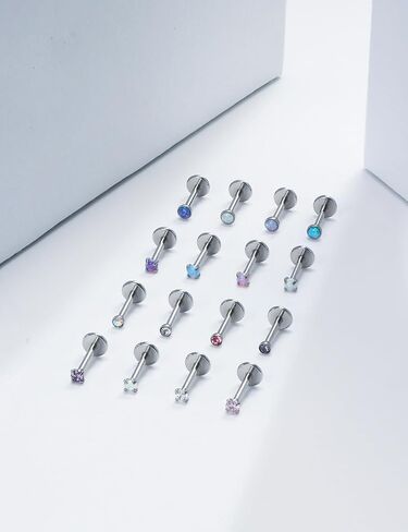 18G 20G Threadless Push in Nose Ring Studs Flat Back Earrings 316L Surgical Steel Tragus Helix Cartilage Earrings Medusa Labret Lip Piercing Jewelry For Women Men Opal CZ 1.5mm 2mm 2.5mm 3mm in Saudi Arabia