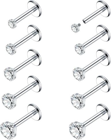 Xpircn 18G 16G Nose Rings Studs Stainless Steel Internally Threaded Labret Medusa Lip Rings Tragus Earrings Studs Piercing Jewelry in Kuwait