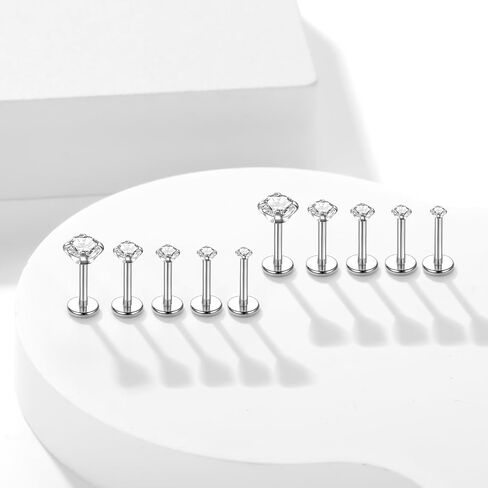 Xpircn 18G 16G Nose Rings Studs Stainless Steel Internally Threaded Labret Medusa Lip Rings Tragus Earrings Studs Piercing Jewelry in Kuwait