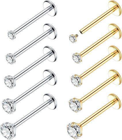 Xpircn 18G 16G Nose Rings Studs Stainless Steel Internally Threaded Labret Medusa Lip Rings Tragus Earrings Studs Piercing Jewelry in Kuwait