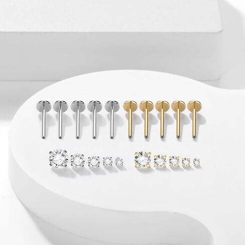 Xpircn 18G 16G Nose Rings Studs Stainless Steel Internally Threaded Labret Medusa Lip Rings Tragus Earrings Studs Piercing Jewelry in Kuwait