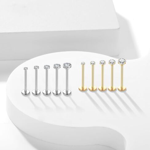 Xpircn 18G 16G Nose Rings Studs Stainless Steel Internally Threaded Labret Medusa Lip Rings Tragus Earrings Studs Piercing Jewelry in Kuwait