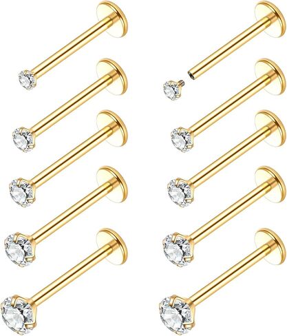 Xpircn 18G 16G Nose Rings Studs Stainless Steel Internally Threaded Labret Medusa Lip Rings Tragus Earrings Studs Piercing Jewelry in Kuwait