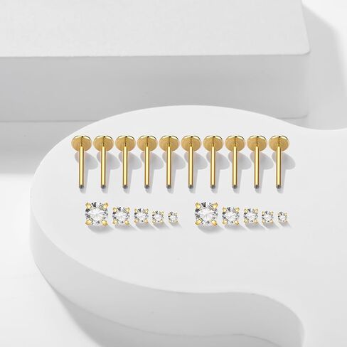 Xpircn 18G 16G Nose Rings Studs Stainless Steel Internally Threaded Labret Medusa Lip Rings Tragus Earrings Studs Piercing Jewelry in Kuwait