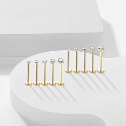 Xpircn 18G 16G Nose Rings Studs Stainless Steel Internally Threaded Labret Medusa Lip Rings Tragus Earrings Studs Piercing Jewelry in Kuwait