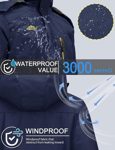 TACVASEN Men's Winter Ski Jacket Waterproof Snow Coats Snowboard Fleece Lining Jacket Warm Parka with Hooded in Saudi Arabia