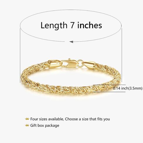 14K Gold Bracelets for Women & for Men Bracelet Round Strand Rope Gold Chain Bracelet Lobster Clasp Perfect Gifts for Women Men 7, 7.5, 8, 8.5in in Saudi Arabia