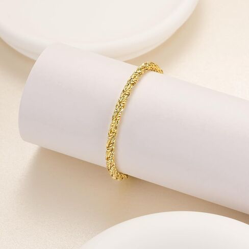 14K Gold Bracelets for Women & for Men Bracelet Round Strand Rope Gold Chain Bracelet Lobster Clasp Perfect Gifts for Women Men 7, 7.5, 8, 8.5in in Saudi Arabia