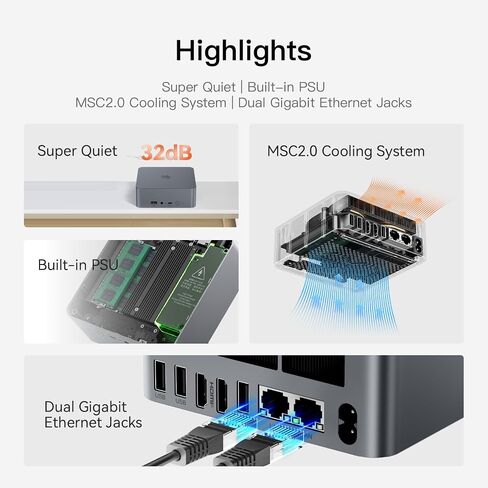 Beelink EQR5 Mini Pc,AMD Ryzen 5 5500U(6C/12T,up to 4.0GHz),Mini Computer with 16GB DDR4 RAM/480GB M.2 PCle 3.0 X4 SSD,Micro Pc Support 4K FPS,WiFi6/BT5.2/USB3.2/Home/Office/Game in Kuwait