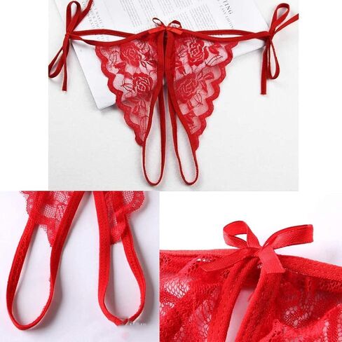 Women's Bra and Panty Set 2 Piece Sexy Lace Babydoll Lingerie Self Tie Bra and Strappy Panty Thong for Wedding Travel in Kuwait
