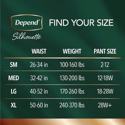 Depend Silhouette Adult Incontinence & Postpartum Bladder Leak Underwear for Women, Maximum Absorbency, Large, Black, 52 Count (2 Packs of 26), Packaging May Vary in Saudi Arabia