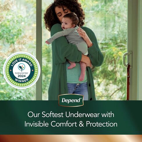 Depend Silhouette Adult Incontinence & Postpartum Bladder Leak Underwear for Women, Maximum Absorbency, Large, Black, 52 Count (2 Packs of 26), Packaging May Vary in Saudi Arabia