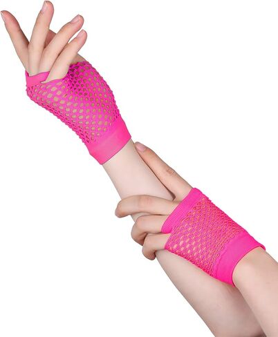 Blulu 80s Fancy Dress Costume Accessories Lace Headband Earrings Fishnet Gloves Necklace Bracelet for Women 80's Party in Saudi Arabia