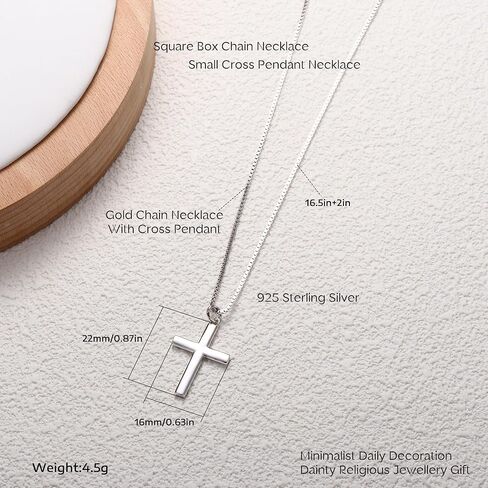 ORAZIO Cross Necklace for Women 925 Sterling Silver Cross Necklace Tiny CZ Silver/Gold Cross Necklace Simple Box Chain Cross Pendant Choker Necklace in Kuwait