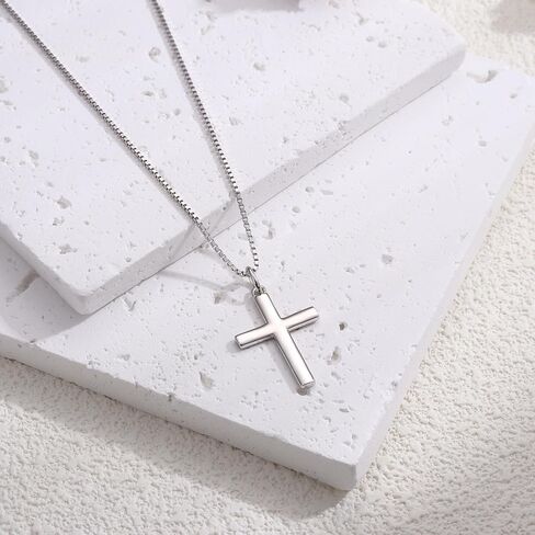 ORAZIO Cross Necklace for Women 925 Sterling Silver Cross Necklace Tiny CZ Silver/Gold Cross Necklace Simple Box Chain Cross Pendant Choker Necklace in Kuwait