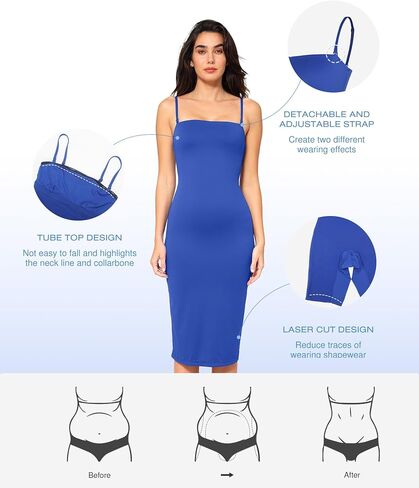 Popilush Maxi Womens Shapewear Dress Long Dresses Built-in Bra Slip with Adjustable Straps Bodycon Tube in Kuwait