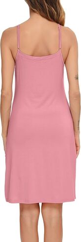 Vlazom Women Full Slips Sexy Soft Under Dress Basic Adjustable Spaghetti Strap Cami Slip Chemises V Neck Negligee in Saudi Arabia