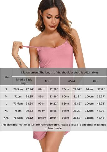 Vlazom Women Full Slips Sexy Soft Under Dress Basic Adjustable Spaghetti Strap Cami Slip Chemises V Neck Negligee in Saudi Arabia