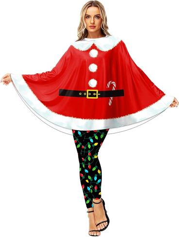 AOBUTE Women Christmas Poncho Xmas Outfit Party Costume Cloak in Saudi Arabia