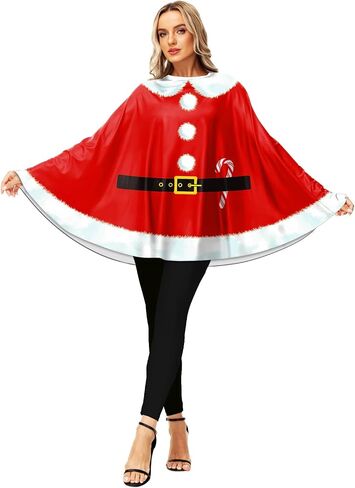 AOBUTE Women Christmas Poncho Xmas Outfit Party Costume Cloak in Saudi Arabia