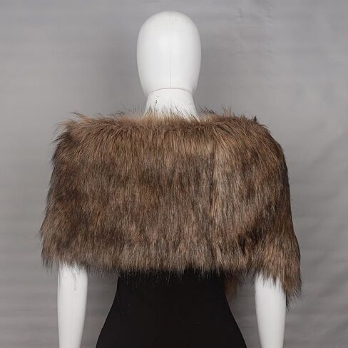 L'VOW Women Viking Faux Fur Shawl and Wrap Fur Stole with Medieval Brooch Fur Collar for LARP GoT Warrior Costume Accessories in Saudi Arabia