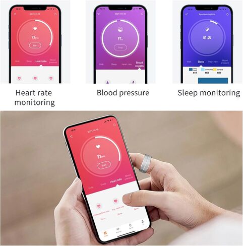 خاتم ذكي فضي اللون متتبع الصحة، متتبع النشاط، مراقب معدل ضربات القلب، مسجل النوم، تذكير النشاط، IP68، مقاوم للماء، المستوى 12 # فضي in Kuwait