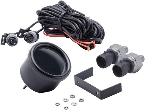 Dual Display Air Suspension Gauge Air Ride Air Pressure Gauge 2Inch 0-220PSI with 2Pcs 1/8NPT Sensors and 16.5ft Sensor Cable LCD Red in Kuwait