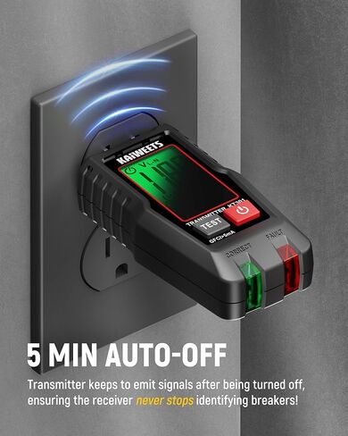 جهاز البحث عن قاطع الدائرة الكهربائية من KAIWEETS مع شاشة LCD، واختبار NCV ومصباح يدوي، واختبار كهربائي واختبار الجهد الكهربي مع جهاز اختبار منفذ GFCI المتكامل، يتضمن حقيبة حمل - KT301 in Kuwait