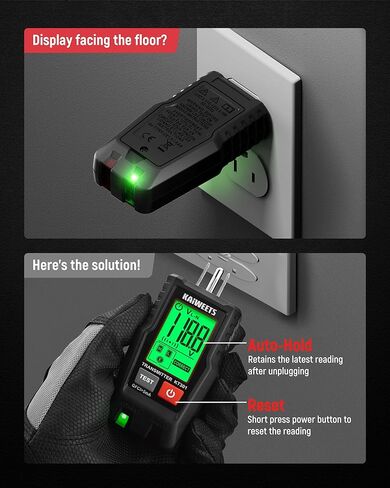 جهاز البحث عن قاطع الدائرة الكهربائية من KAIWEETS مع شاشة LCD، واختبار NCV ومصباح يدوي، واختبار كهربائي واختبار الجهد الكهربي مع جهاز اختبار منفذ GFCI المتكامل، يتضمن حقيبة حمل - KT301 in Kuwait