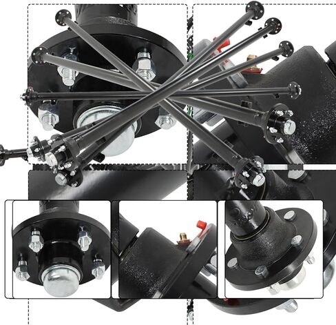 labwork 3500 lbs Trailer Axle 5-Hole-4.5 89 Hub Face 74, Straight Steel Axle Tube, Powder Coated with U-Bolt Kit Included in Saudi Arabia