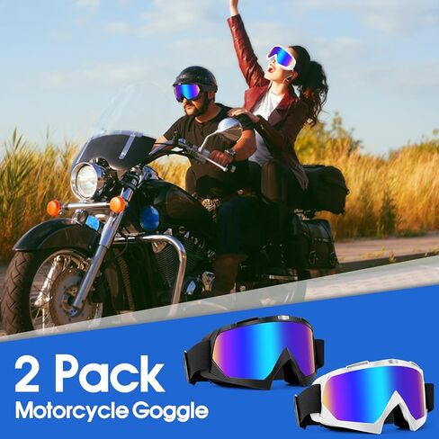 MUJG Motorcycle Goggles, Dirt Bike Goggles 2 Pack ATV Goggles Motocross Goggles MX Offroad Riding Goggles in Saudi Arabia