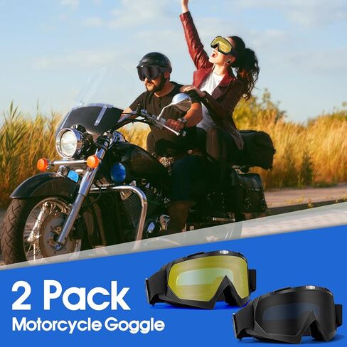 MUJG Motorcycle Goggles, Dirt Bike Goggles 2 Pack ATV Goggles Motocross Goggles MX Offroad Riding Goggles in Saudi Arabia