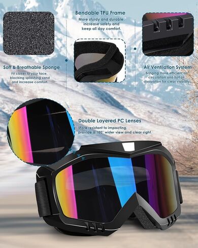 OXG Motorcycle Goggles ATV Goggles, OTG Dirt Bike Goggles Dustproof UV400 Motocross Offroad Skiing Goggles for Adults Youth in Kuwait