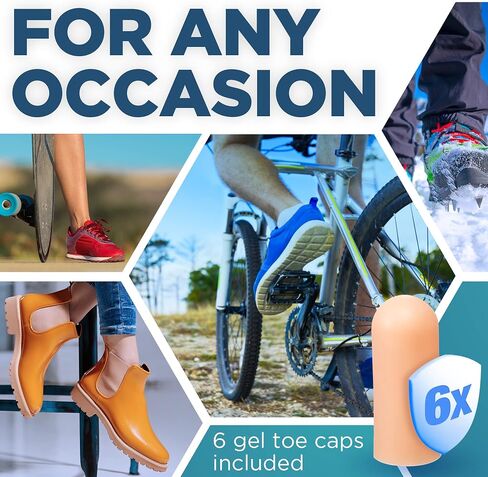 Homergy Original Soft Gel Toe Cap - 6 Big Toe Protectors for Women & Men, Cushioning Toe Sleeves to Provide Relief from Missing/Ingrown Toenails, Corns, Calluses, Blisters, Hammer Toes in Kuwait