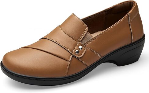 Women's Comfortable & Lightweight Leather Loafers Slip-Ons Stylish Business Casual Dress Shoes Work Office Everyday Walking Shoes for Women in Saudi Arabia