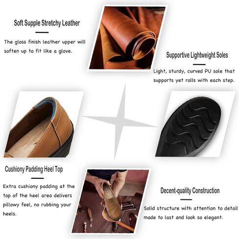 Women's Comfortable & Lightweight Leather Loafers Slip-Ons Stylish Business Casual Dress Shoes Work Office Everyday Walking Shoes for Women in Saudi Arabia