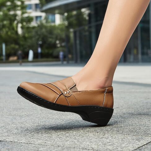 Women's Comfortable & Lightweight Leather Loafers Slip-Ons Stylish Business Casual Dress Shoes Work Office Everyday Walking Shoes for Women in Saudi Arabia