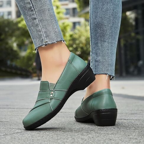 Women's Comfortable & Lightweight Leather Loafers Slip-Ons Stylish Business Casual Dress Shoes Work Office Everyday Walking Shoes for Women in Saudi Arabia
