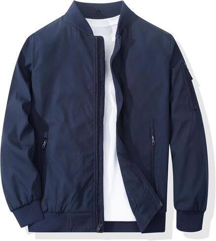 Men's Bomber Jacket Casual Fashion Lightweight Windbreaker Outdoor Flight Coat Jackets in Kuwait