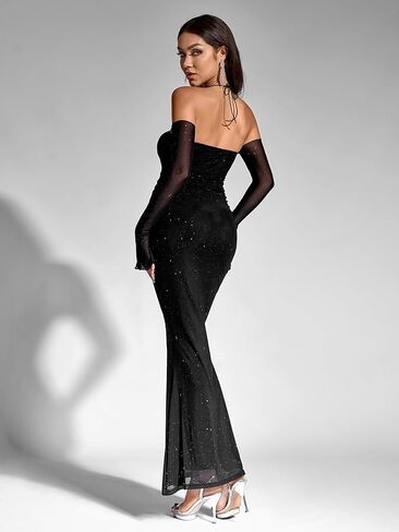 Parthea Women’s Sexy Dress Sequin Sparkly Glitter Dress Off Shoulder Long Sleeve Cocktail Evening Party Elegant Mixi Dress in Saudi Arabia