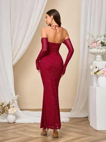 Parthea Women’s Sexy Dress Sequin Sparkly Glitter Dress Off Shoulder Long Sleeve Cocktail Evening Party Elegant Mixi Dress in Saudi Arabia