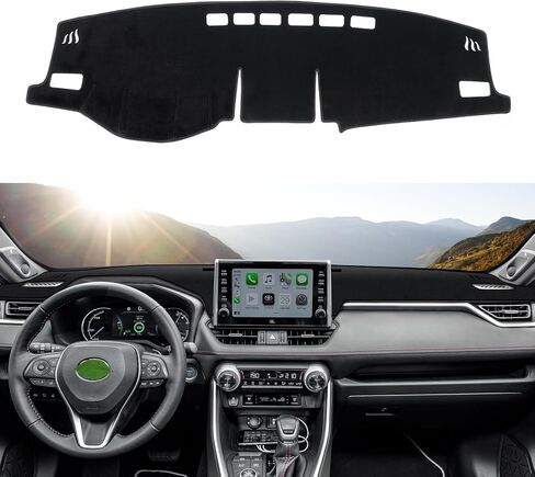 غطاء Powerty Dash لـ 2019-2023 2024 2025 Toyota RAV4 غطاء لوحة القيادة غطاء لوحة القيادة حصيرة عدم الانزلاق لوحة القيادة المخملية واقي الشمس بدون HUD (عرض الرأس) in Kuwait