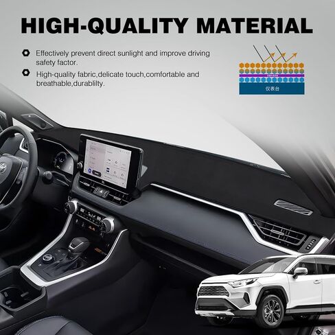 غطاء Powerty Dash لـ 2019-2023 2024 2025 Toyota RAV4 غطاء لوحة القيادة غطاء لوحة القيادة حصيرة عدم الانزلاق لوحة القيادة المخملية واقي الشمس بدون HUD (عرض الرأس) in Kuwait