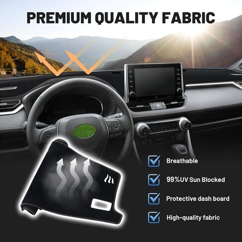 غطاء Powerty Dash لـ 2019-2023 2024 2025 Toyota RAV4 غطاء لوحة القيادة غطاء لوحة القيادة حصيرة عدم الانزلاق لوحة القيادة المخملية واقي الشمس بدون HUD (عرض الرأس) in Kuwait