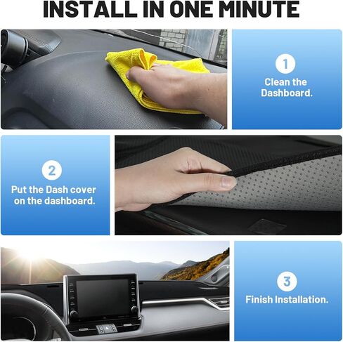 غطاء Powerty Dash لـ 2019-2023 2024 2025 Toyota RAV4 غطاء لوحة القيادة غطاء لوحة القيادة حصيرة عدم الانزلاق لوحة القيادة المخملية واقي الشمس بدون HUD (عرض الرأس) in Kuwait