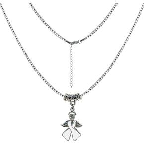 LAMIBEE Necklace for a Cause, Ribbon Awareness Necklace for Cancer Fighters and Warriors, Gift for Supporting Him and Her Patients