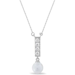 Pearl Bar Drop Necklace 18 Inch Chain Fancy Pendant For Women & Girls Wedding Party Gift Jewelry 925 Sterling Silver