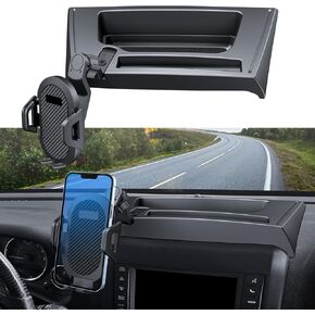 Upgraded Phone Mount for Jeep Wrangler JK JKU 2018 2017 2016 2015 2014 2013 2012 2011, Dash Multi-Mount Phone Holder Kit w/Storage Tray Interior Accessories